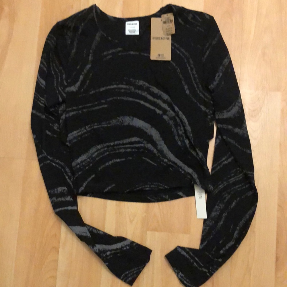 Pink Active Reflective L/S Stretch Top Open Back